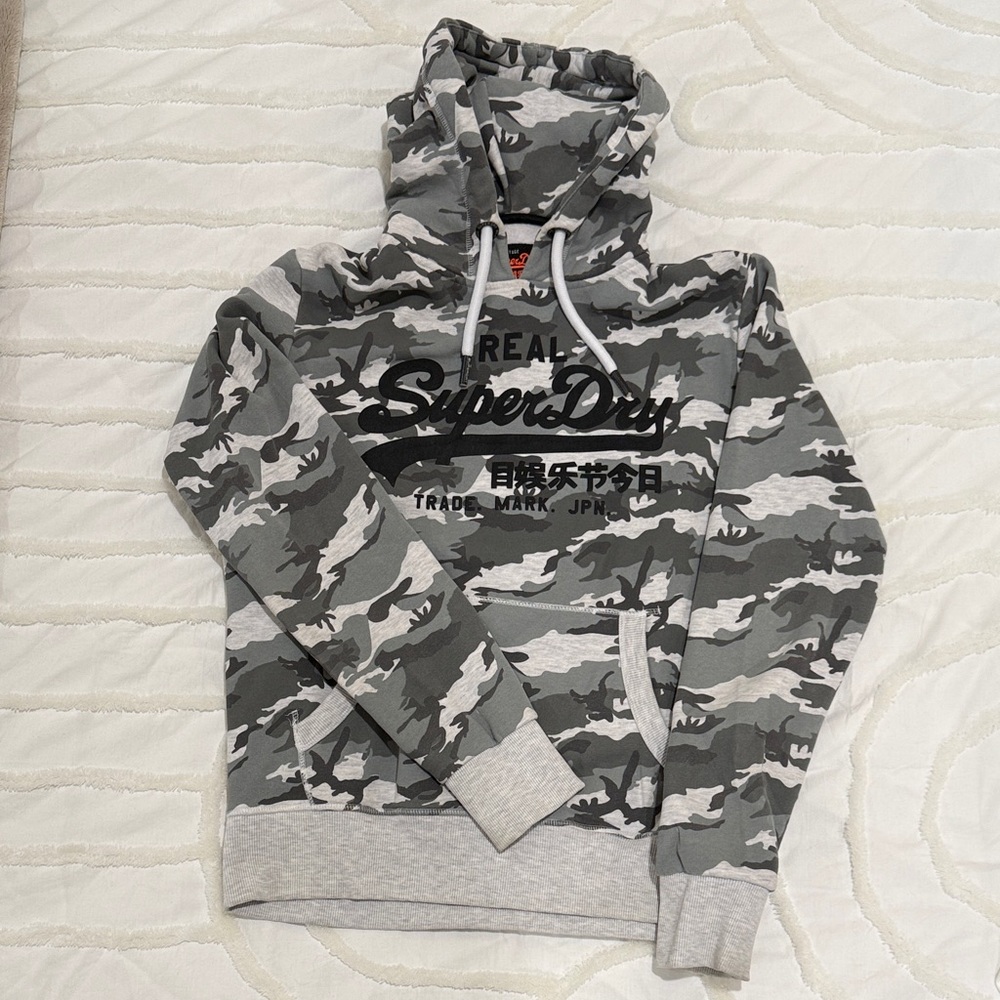 Superdry Men's Gray Camouflage Hoodie